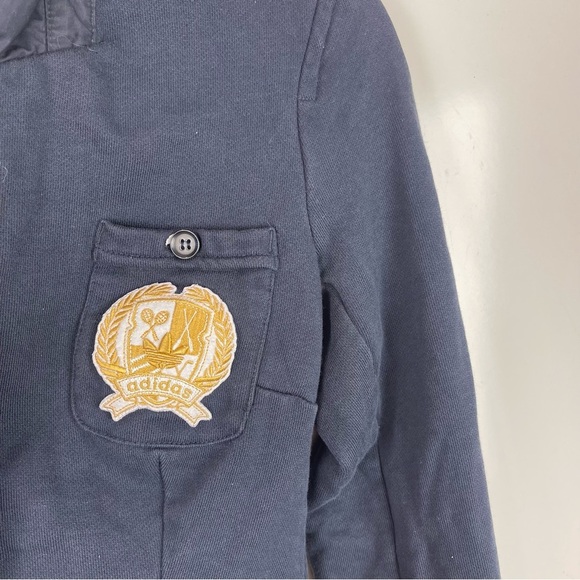 Vintage Adidas Logo Crest Blazer Jacket Navy Blue Women's Size Small Distressed - Picture 5 of 10